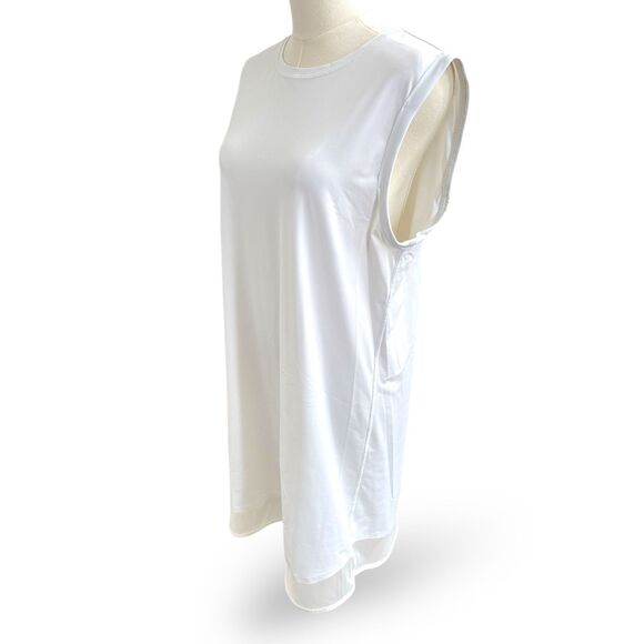 Athleta Sunlover UPF50 Dress, Fine Mesh 2.5" Hem White Slvless Wm Sz M EUC - Picture 2 of 11